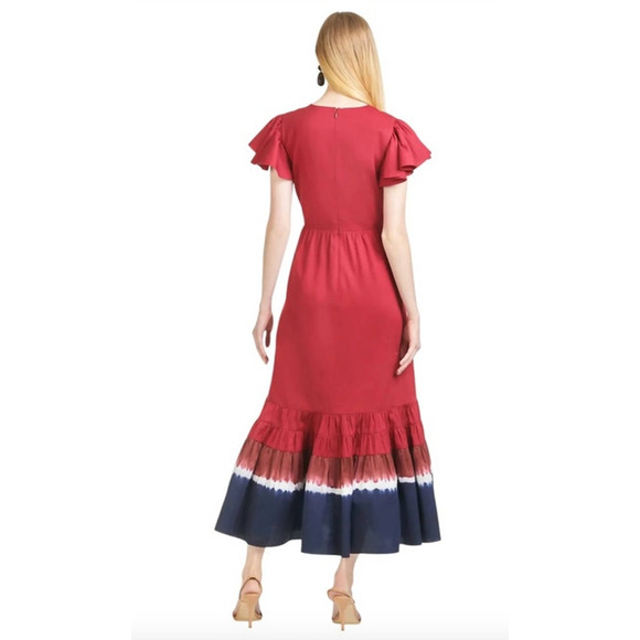 SACHIN + BABI Dress Size 12 Evening Gown NEW Paloma Rose Pockets Midi Red Blue - Picture 2 of 8